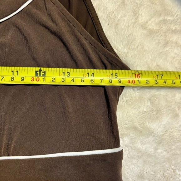 Banana Republic Dress Small Stretch Brown White Avocado Green Sleeveless Boho - Picture 12 of 14